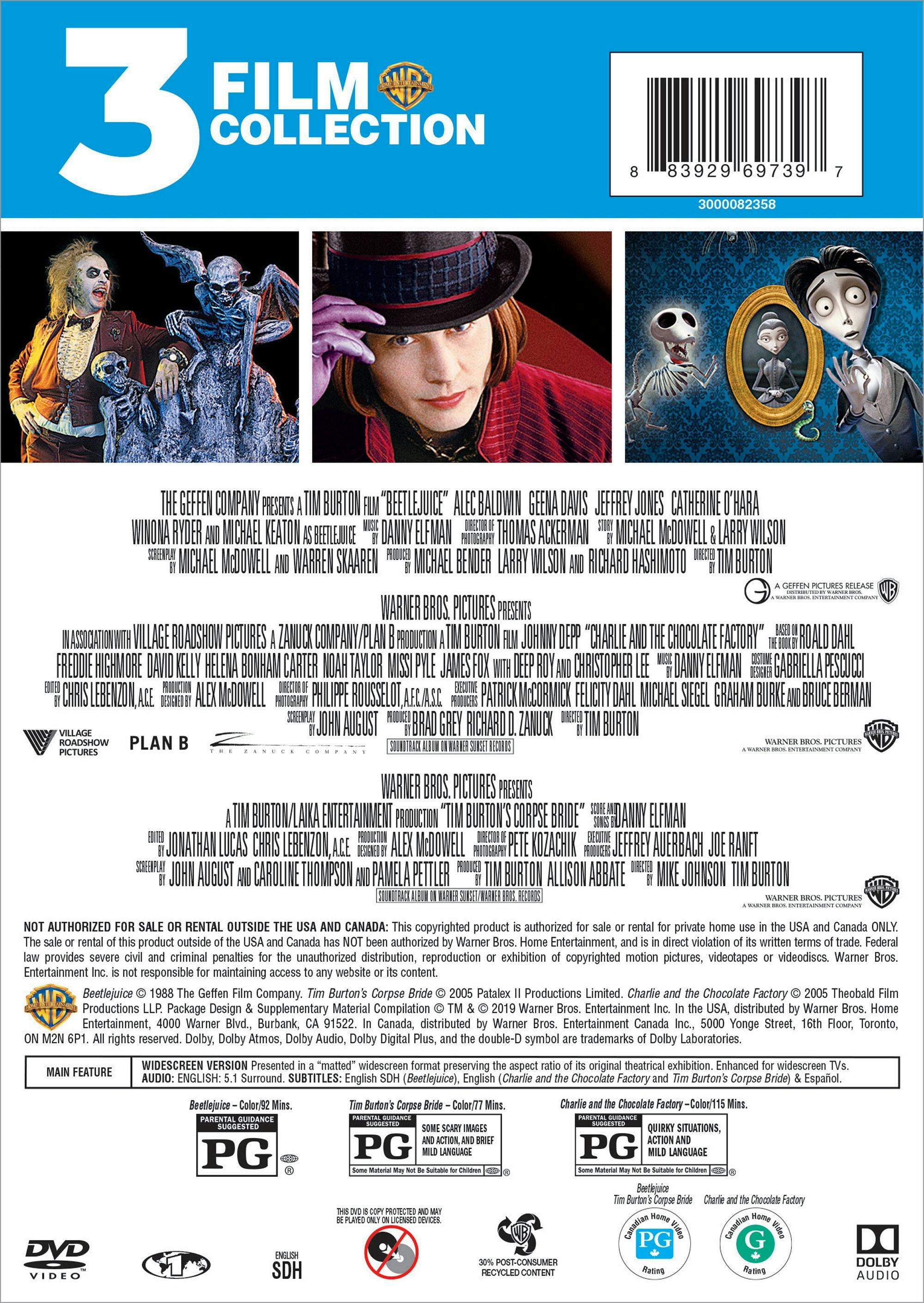 Beetlejuice/Charlie and the Chocolate Factory/Corpse Bride (DVD Triple