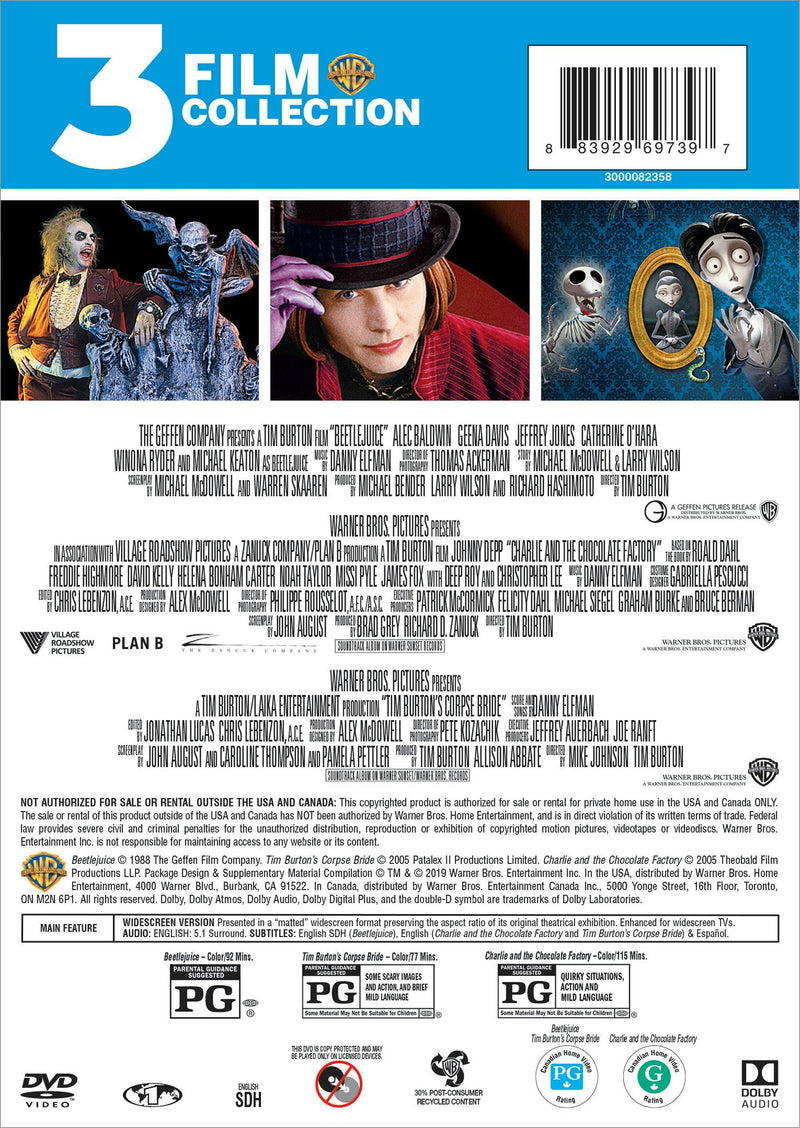 Beetlejuice/Charlie and the Chocolate Factory/Corpse Bride [DVD]