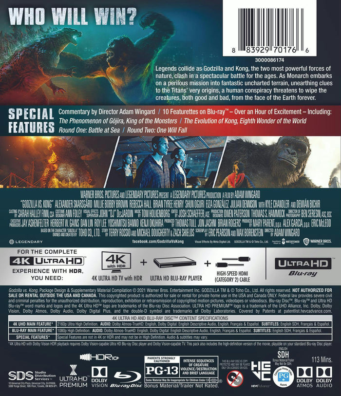 Godzilla Vs Kong (4K Ultra HD + Blu-ray) [UHD]