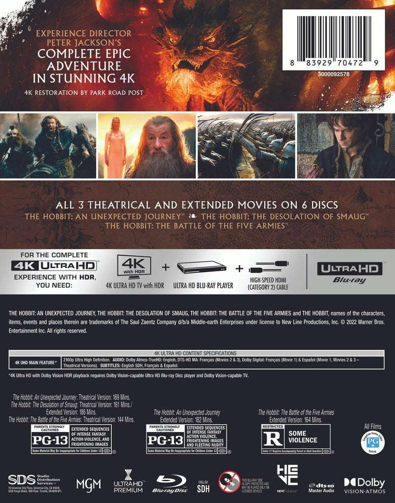 The Hobbit: Trilogy (4K Ultra HD) [UHD]