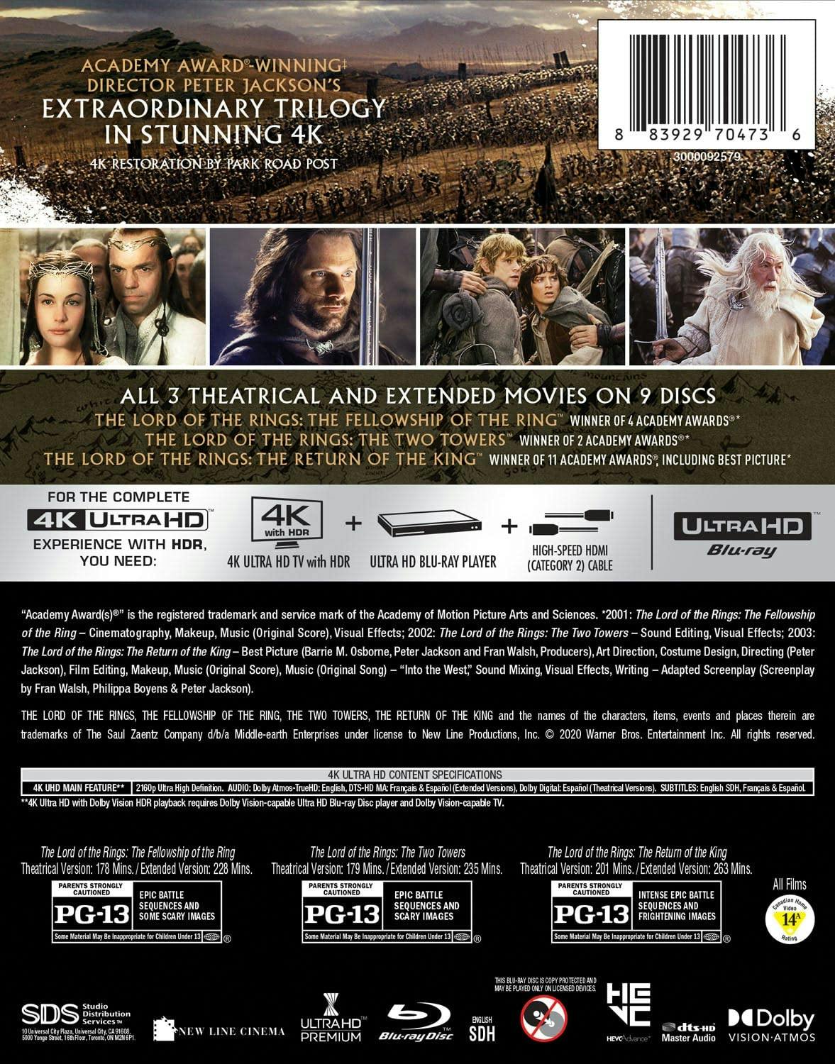 The Lord of the Rings Trilogy: Extended Editions (4K Ultra HD