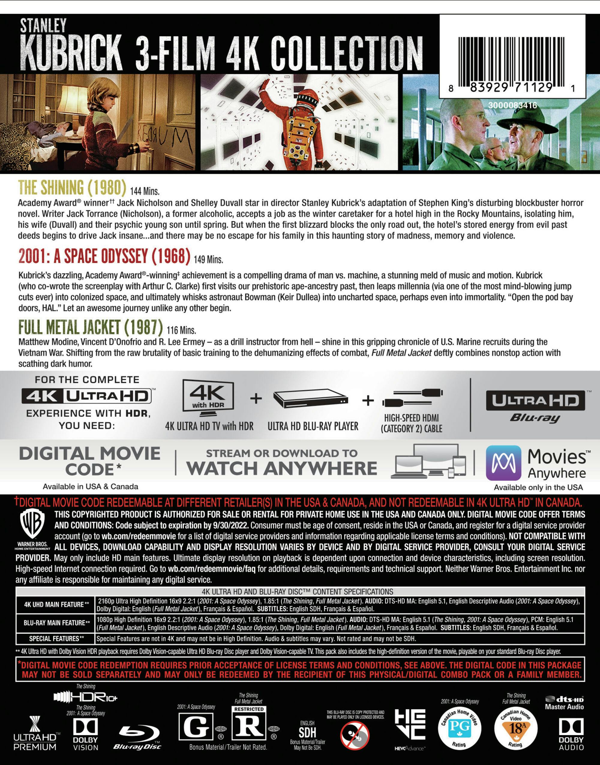 Stanley Kubrick: 3-film Collection (4K Ultra HD + Blu-ray