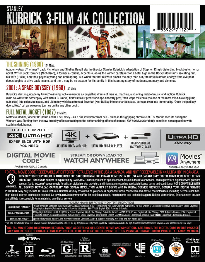 Stanley Kubrick: 3-film Collection (4K Ultra HD + Blu-ray) [UHD]