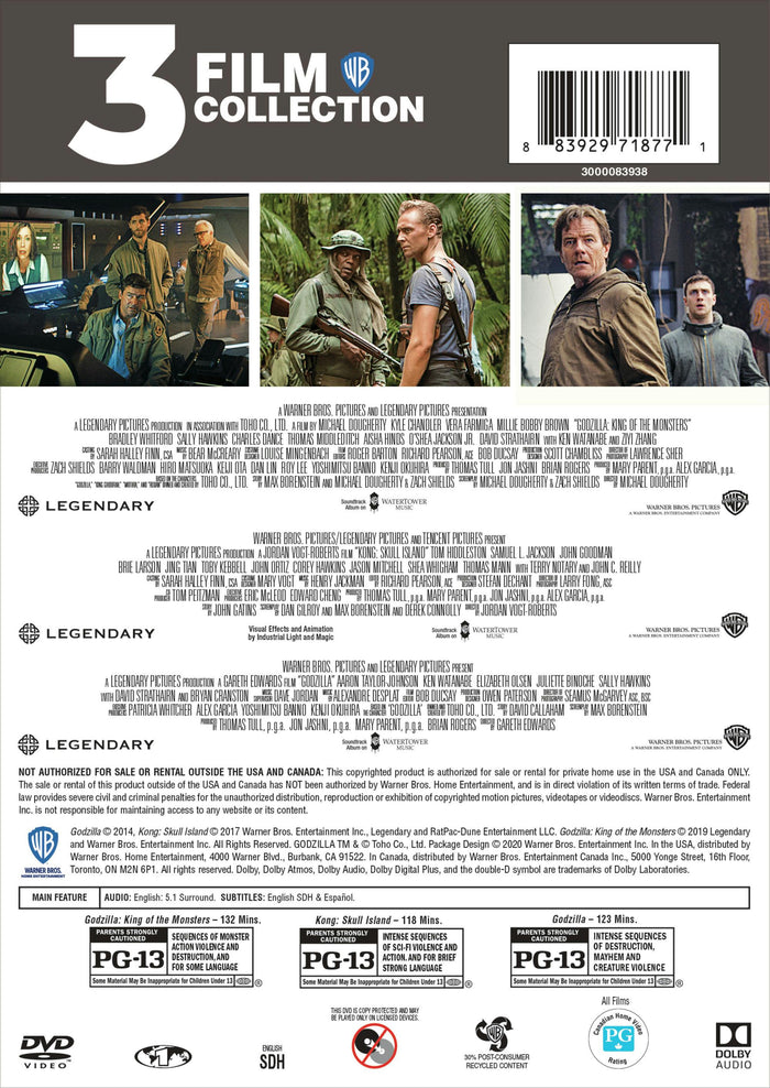 Godzilla/Godzilla: King of the Monsters/Kong: Skull Island (Box Set) [DVD]