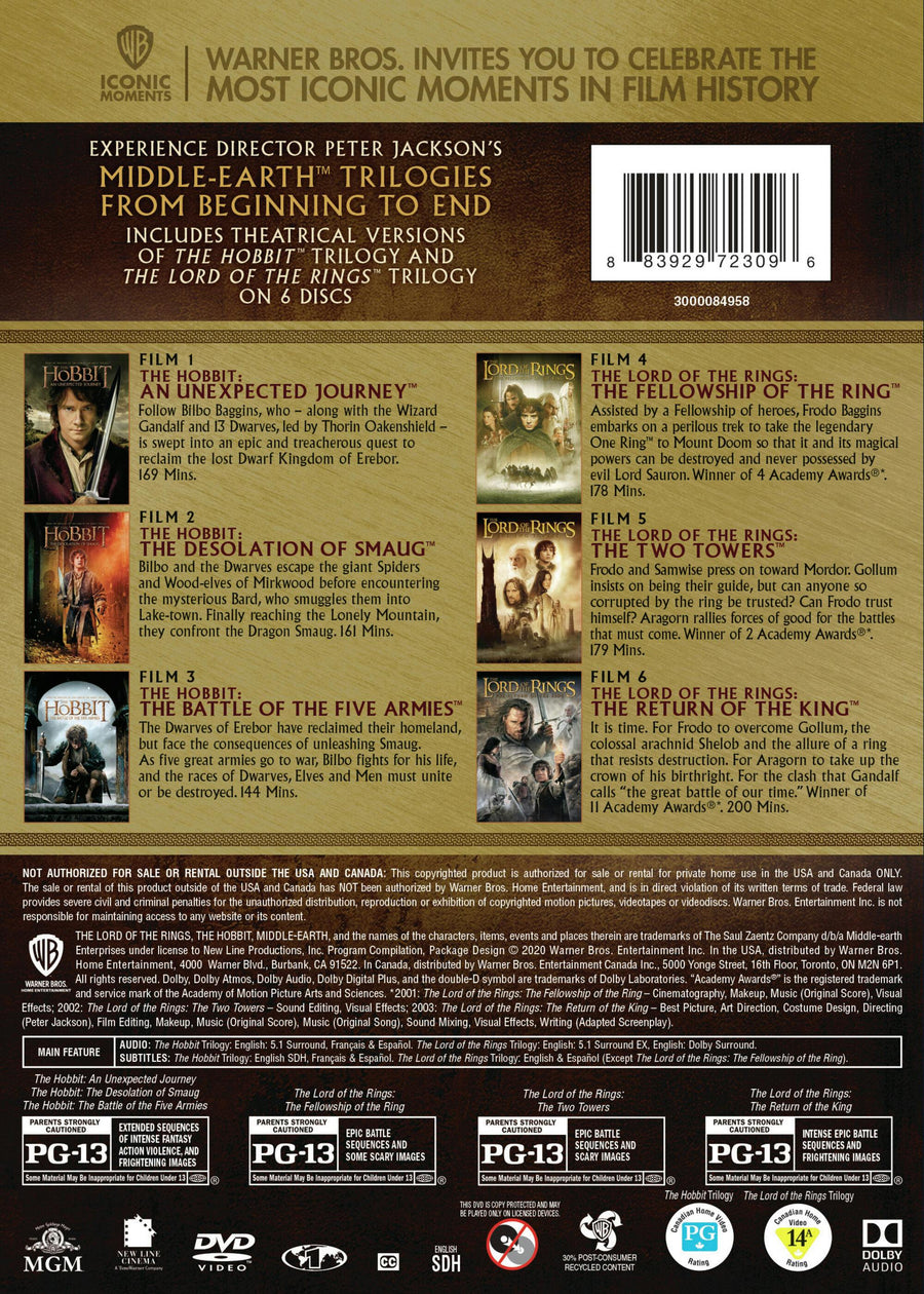 Middle Earth Theatrical Collection (6-Pack) (IconicMoment) [DVD]