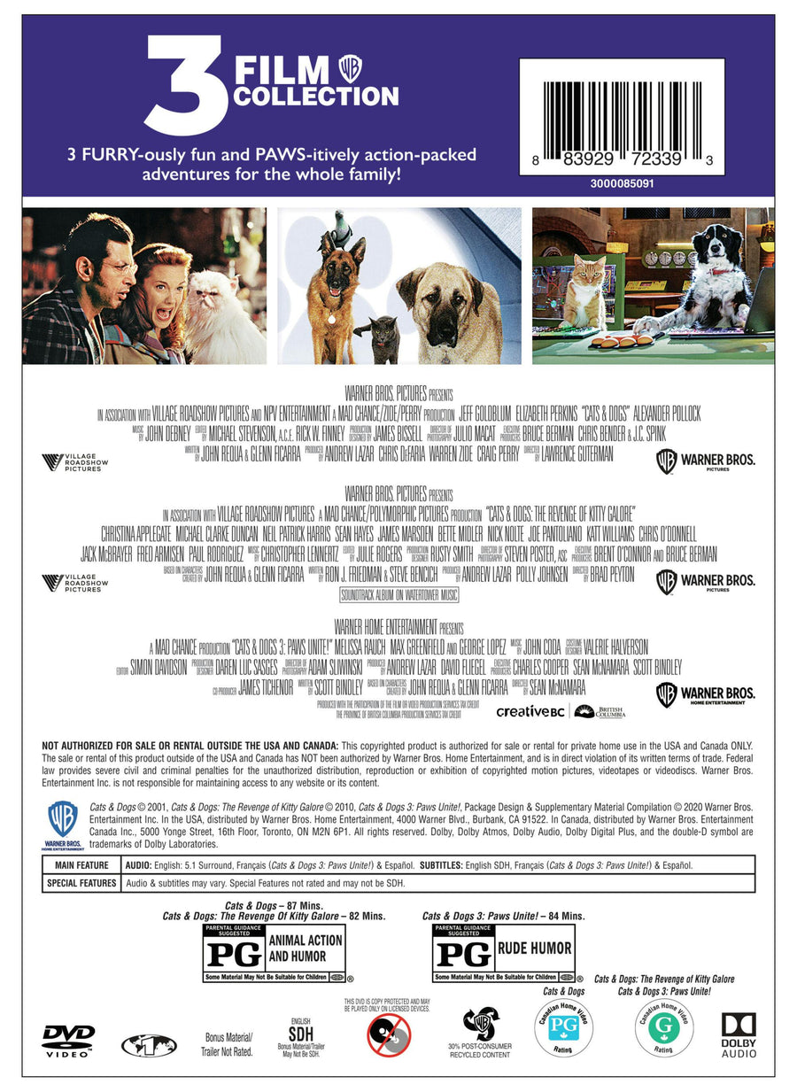 Cats & Dogs: 3 Film Collection [DVD]