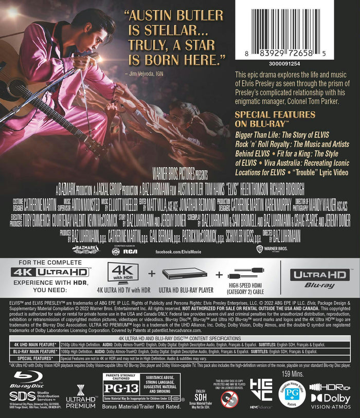 Elvis (4K Ultra HD + Blu-ray + Digital Copy) [UHD]