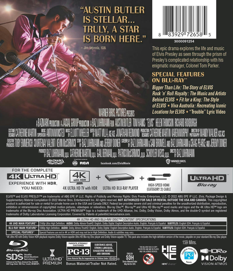 Elvis (4K Ultra HD + Blu-ray + Digital Copy) [UHD]