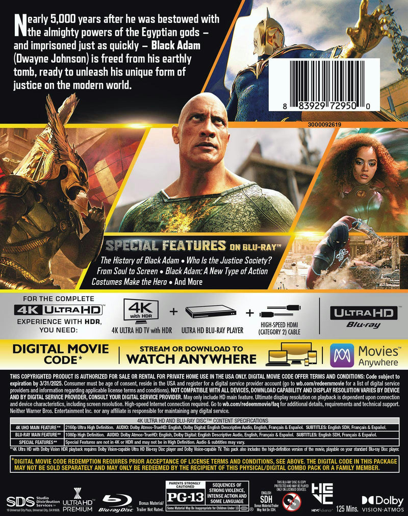 Black Adam  (4K Ultra HD + Blu-ray + Digital) (4K Ultra HD + Blu-ray + Digital Copy) [UHD]