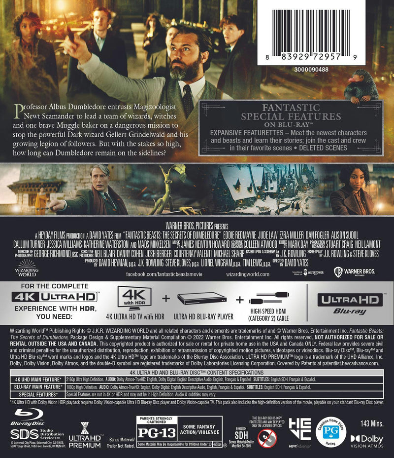 Fantastic Beasts: The Secrets of Dumbledore (Includes Blu-ray) [UHD]