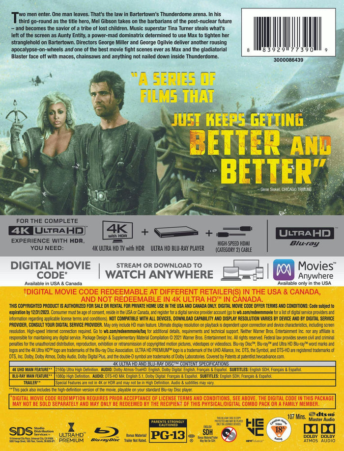 Mad Max 3: Beyond Thunderdome (4K Ultra HD Steelbook + Blu-ray) [UHD]