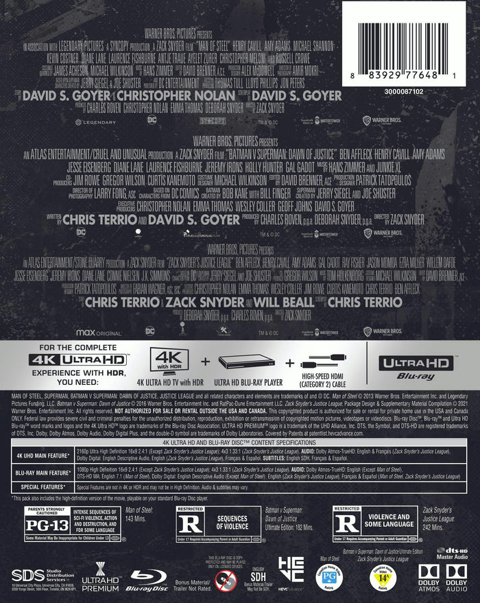 Zack Snyder's Justice League Trilogy (4K Ultra HD + Blu-ray) [UHD]