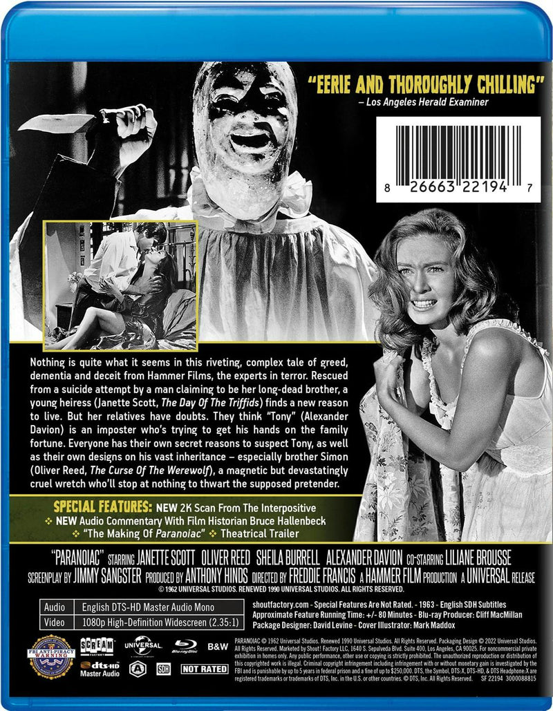 Paranoiac [Collector's Edition] [Blu-ray]