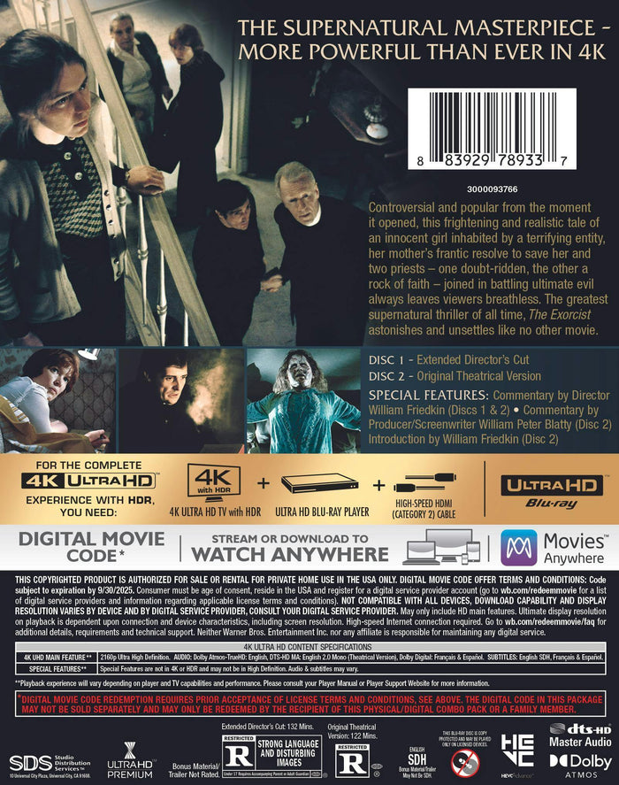 The Exorcist - Theatrical & Extended Director's Cut (4K Ultra HD + Digital Download) [UHD]