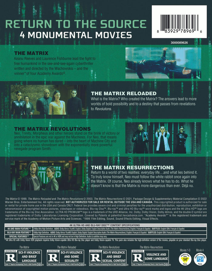 The Matrix Collection (4K Ultra HD + Blu-ray (Boxset)) [Blu-ray]