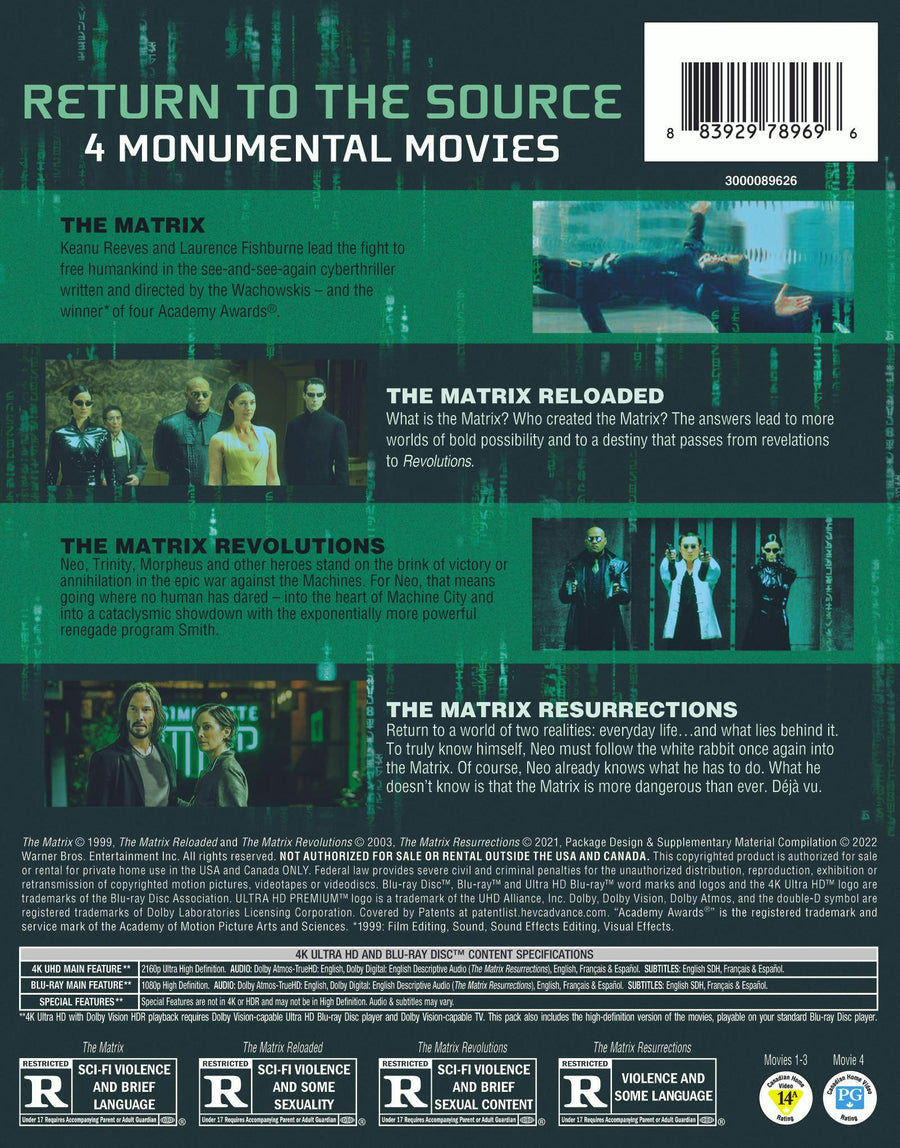 The Matrix Collection (4K Ultra HD + Blu-ray (Boxset)) [UHD]