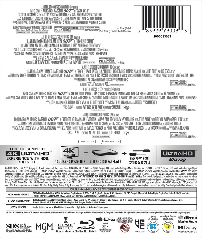 James Bond: The Daniel Craig 5-Film Collection (4K Ultra HD + Blu-ray) [UHD]