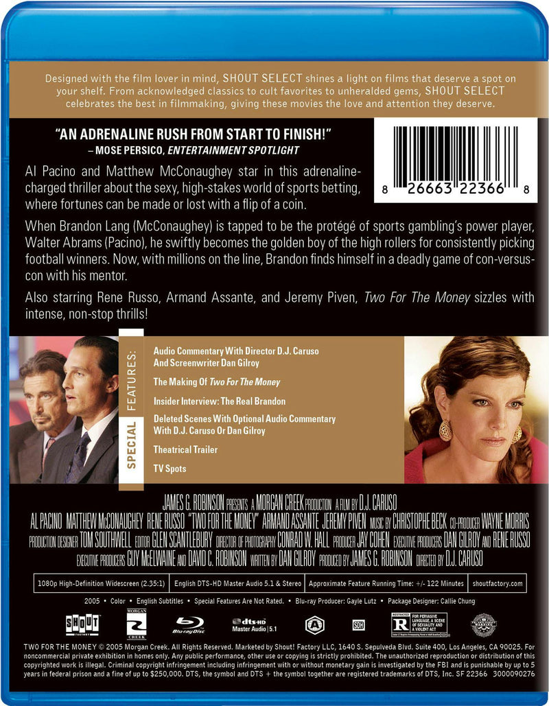 Two For The Money [Blu-ray]