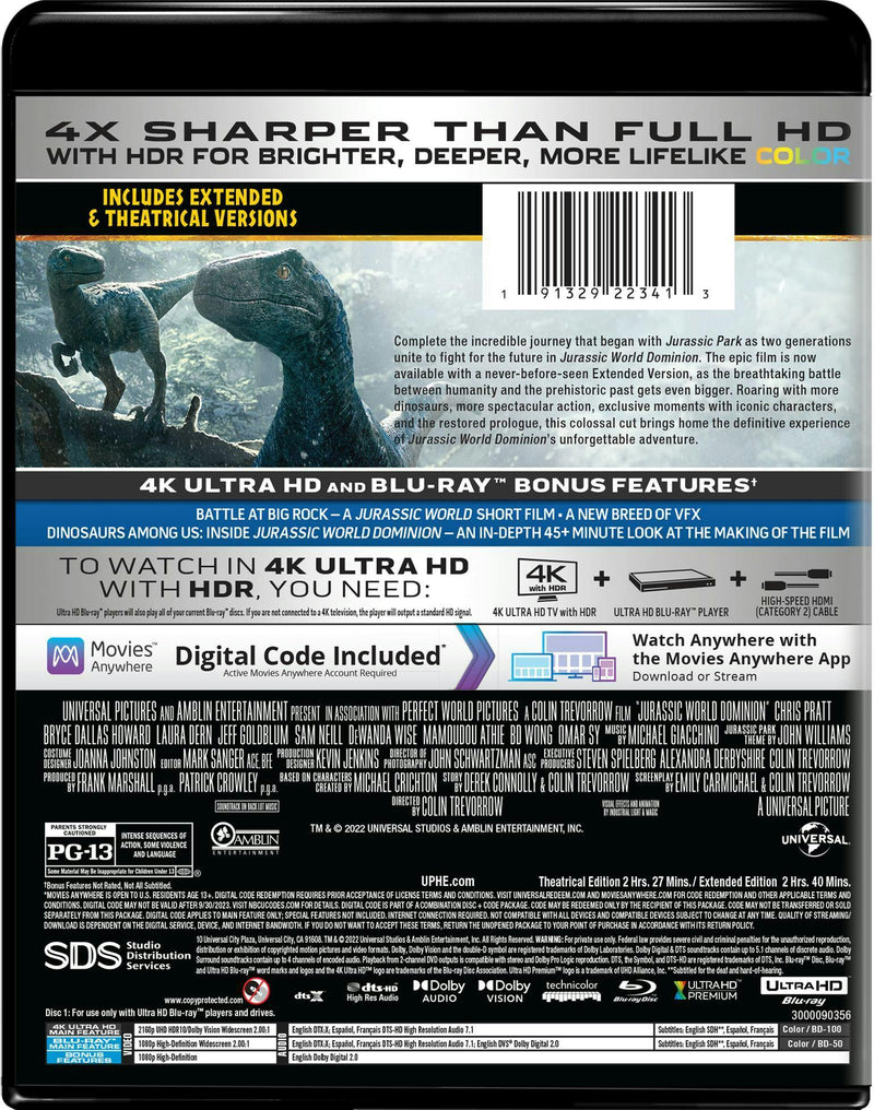 Jurassic World: Dominion (4K Ultra HD + Blu-ray) [UHD]