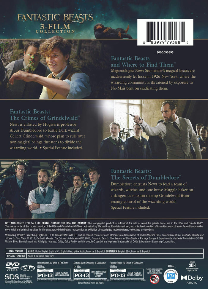 Fantastic Beasts: 3-film Collection (Box Set) [DVD]