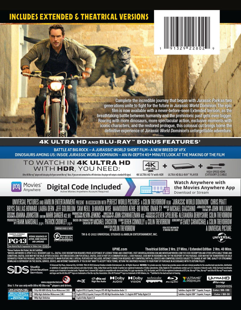 Jurassic World: Dominion Limited Edition SteelBook (Blu-ray + Digital) [UHD]