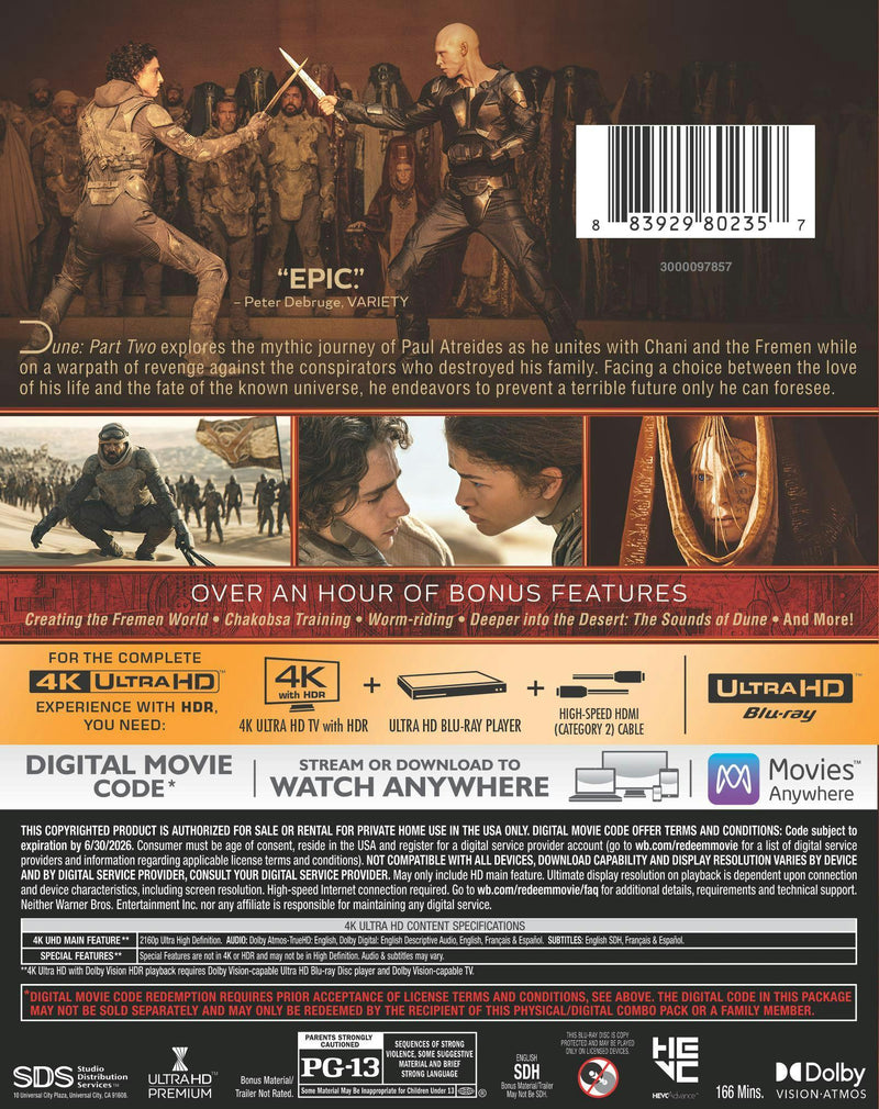 Dune: Part Two (4K Ultra HD) [UHD]
