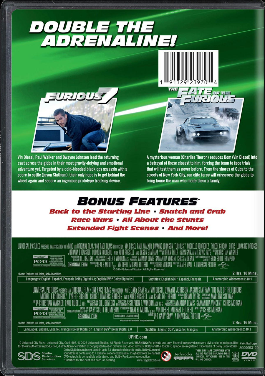 Fast & Furious 7 & 8 (DVD Double Feature) [DVD]