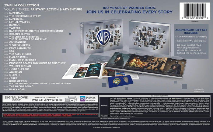 WB 100th 25Film Collection Vol 3 Fantasy, Action, Adventure (Blu-ray Set) [Blu-ray]