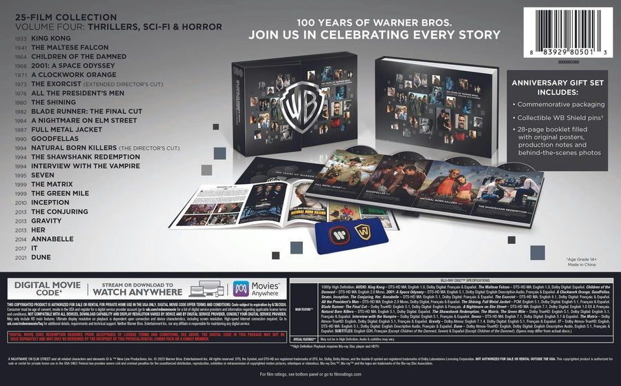 WB 100th 25 Film Collection, Volume 4: Thrillers, Sci-fi, Horror (Box Set) [Blu-ray]