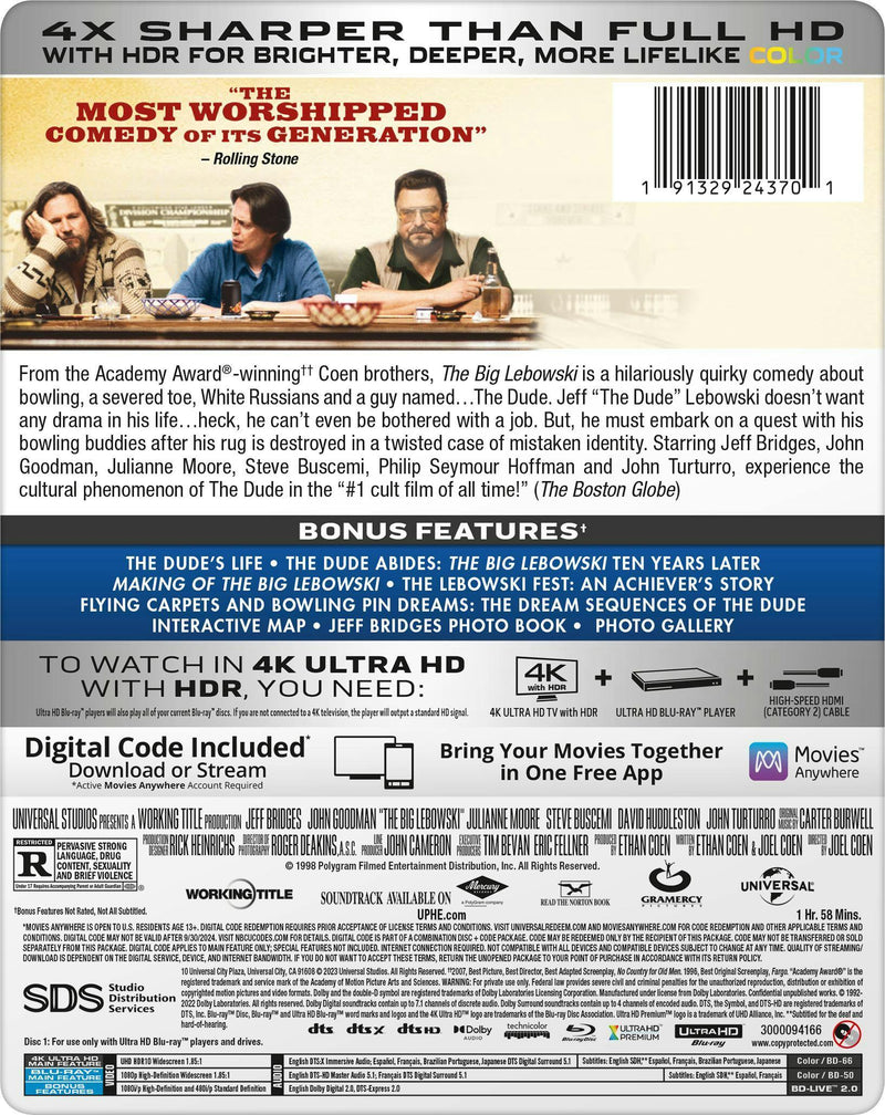 The Big Lebowski - 25th Anniversary Edition (4K Ultra HD Steelbook + Blu-ray) [UHD]