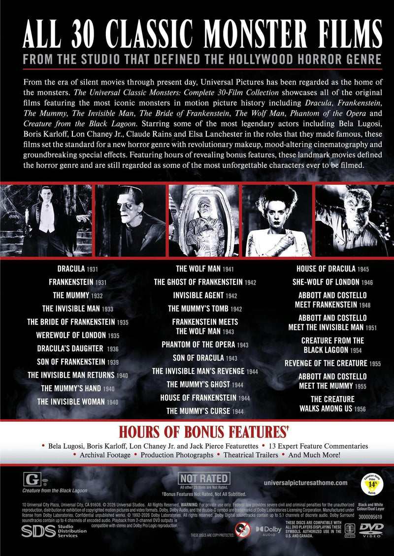 Universal Classic Monsters: Complete 30-Film Collection [DVD]