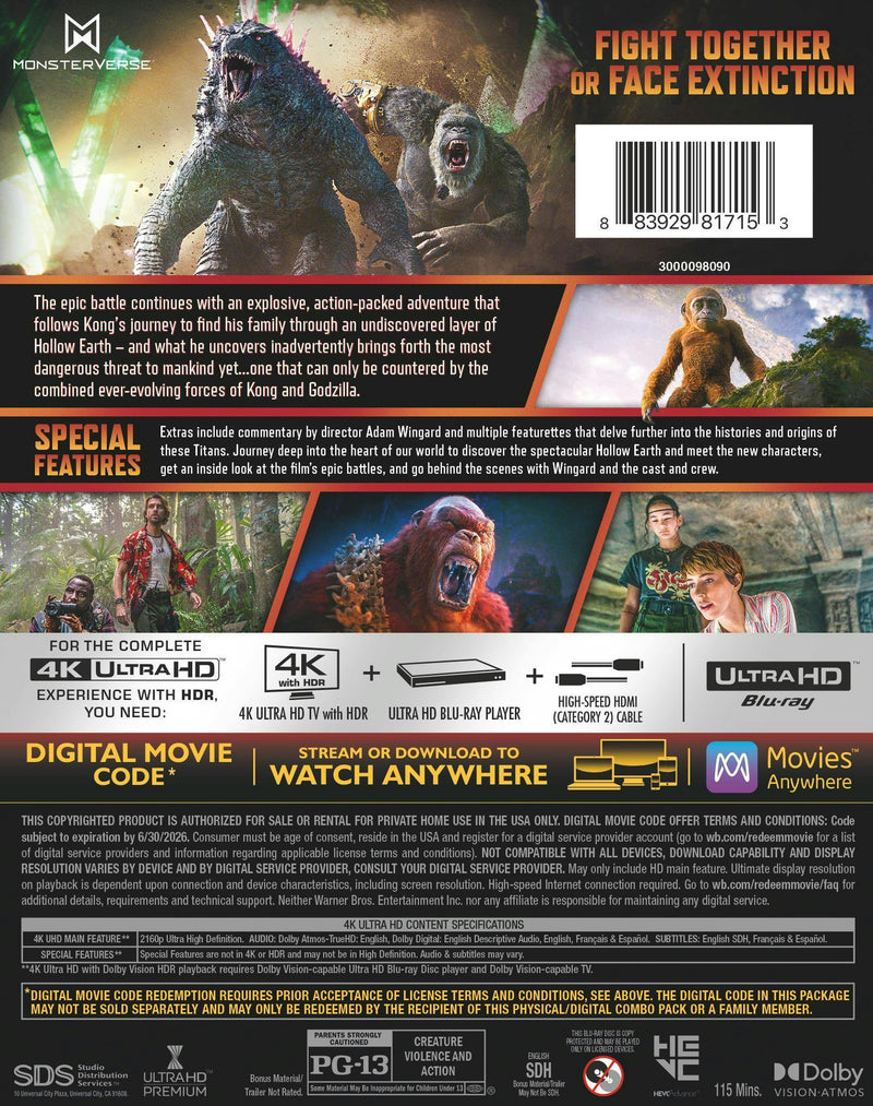 Godzilla x Kong: The New Empire (4K Ultra HD) [UHD]