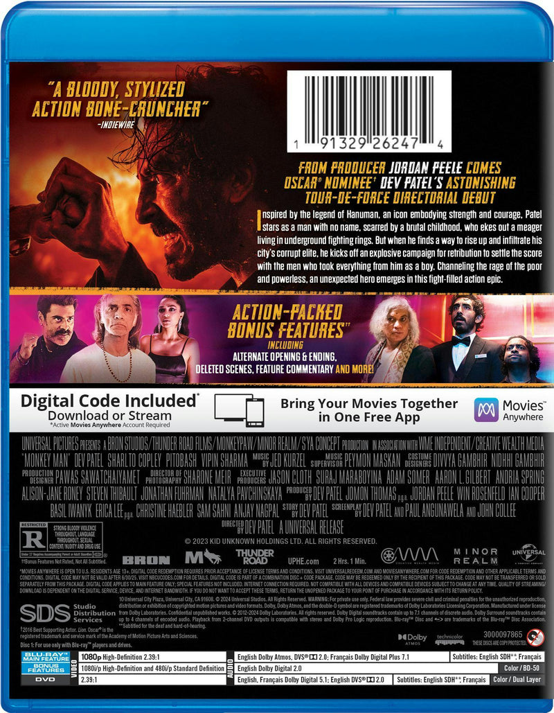 Monkey Man - Collector's Edition Blu-ray + DVD + Digital (with DVD) [Blu-ray]