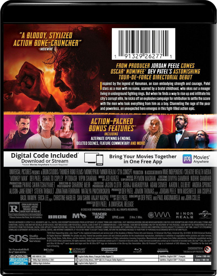 Monkey Man - Collector's Edition 4K Ultra HD + Blu-ray + Digital (4K Ultra HD + Blu-ray) [UHD]