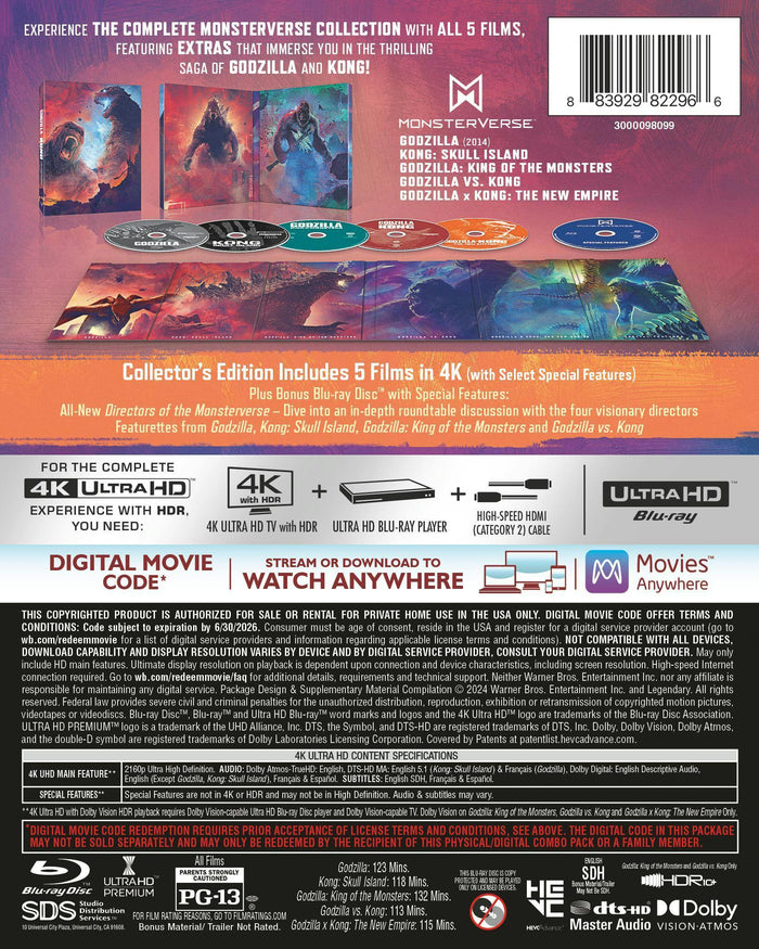 Godzilla/Kong Monsterverse: 5-Film Collection (Limited Edition 4K Ultra HD) [UHD]