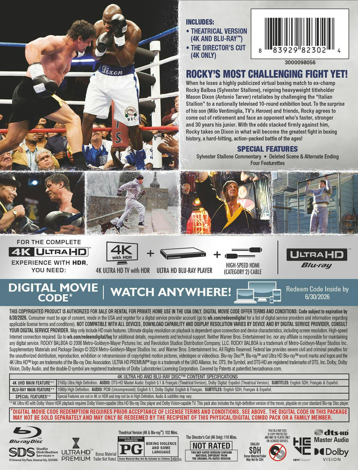 Rocky Balboa Theatrical & Director's Cut (Limited Edition 4K Steelbook + Blu-ray) [UHD]