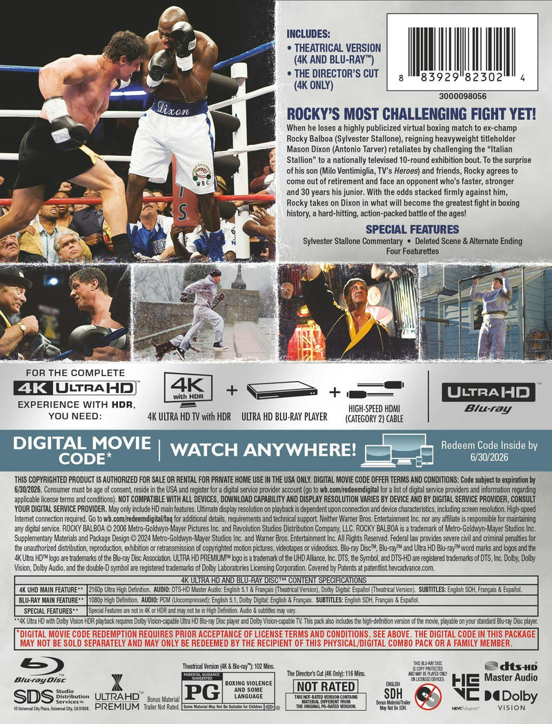 Rocky Balboa Theatrical & Director's Cut (Limited Edition 4K Steelbook + Blu-ray) [UHD]