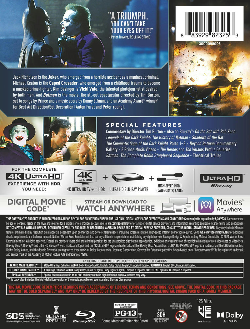 Batman (1989) (Limited Edition Steelbook + Blu-ray) [UHD]