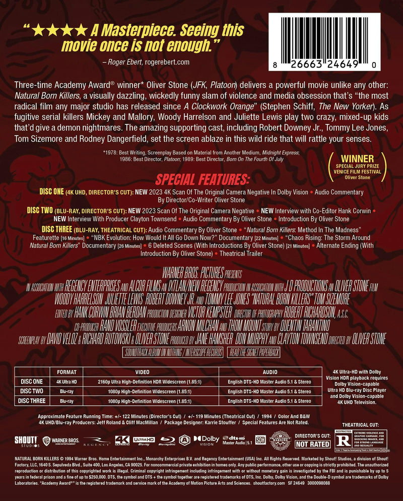 Natural Born Killers [Limited Edition Steelbook] (Limited Edition 4K Ultra HD Steelbook + Blu-ray) [UHD]