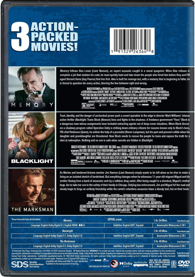 Blacklight / Memory / The Marksman 3-Movie Collection [DVD]