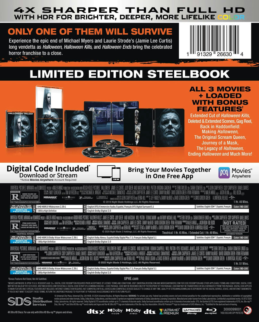 Halloween Trilogy (Halloween / Halloween Kills / Halloween Ends) - Limited Edition Steelbook [UHD]