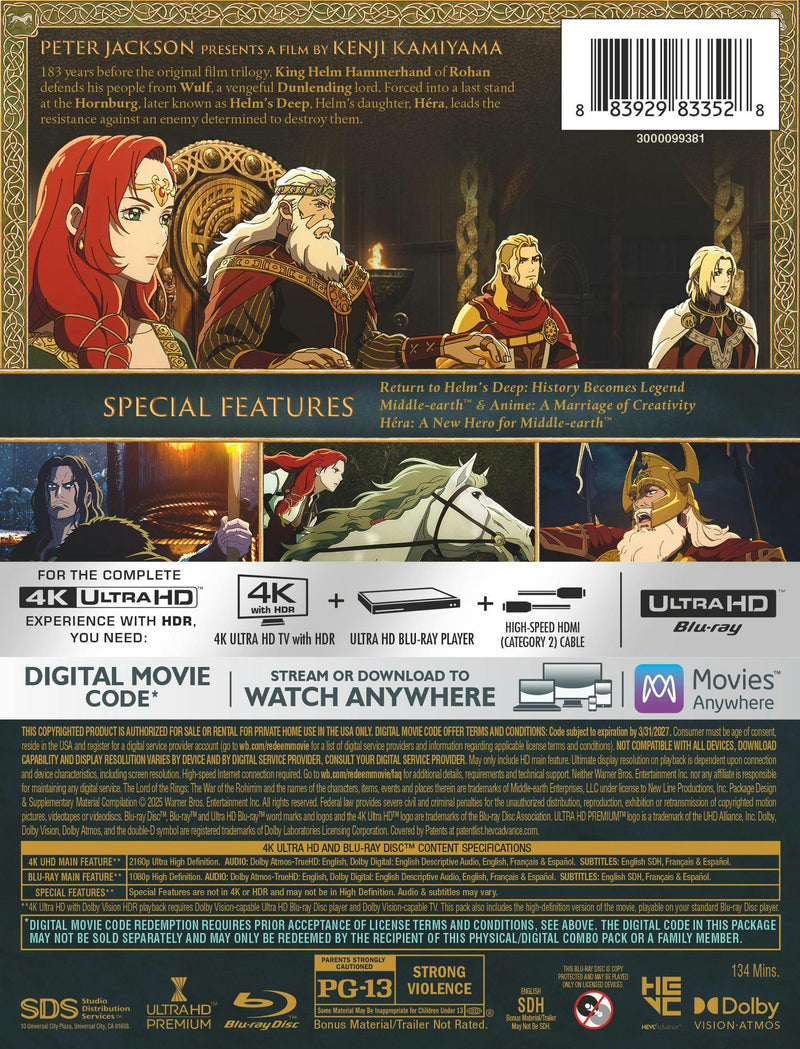 The Lord of the Rings: The War of the Rohirrim (Limited Edition 4K Ultra HD Steelbook + Blu-ray) [UHD]