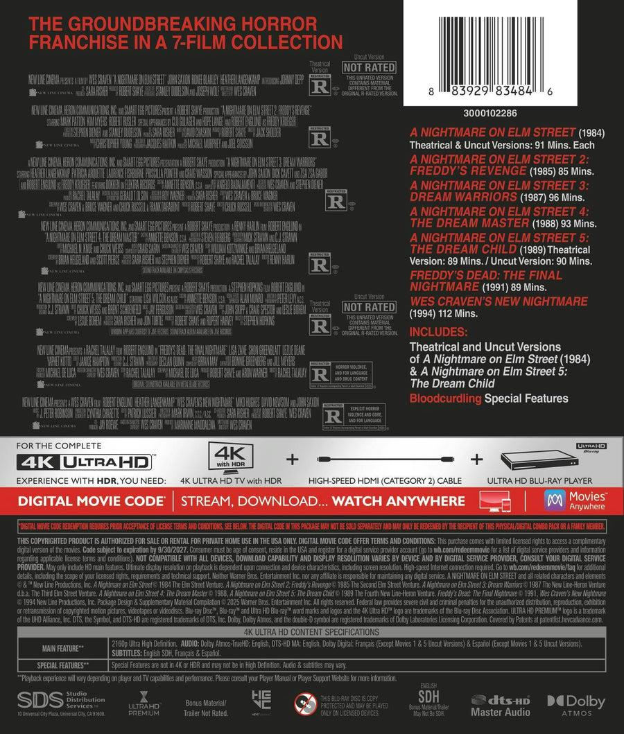 A Nightmare on Elm Street: 7 Film Collection (4K Ultra HD + Digital) [UHD]