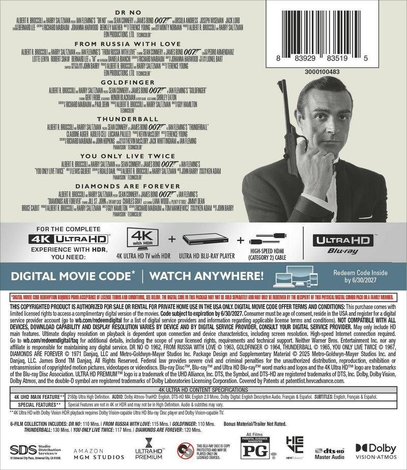 James Bond Sean Connery 6-Film Collection (4K Ultra HD) [UHD]