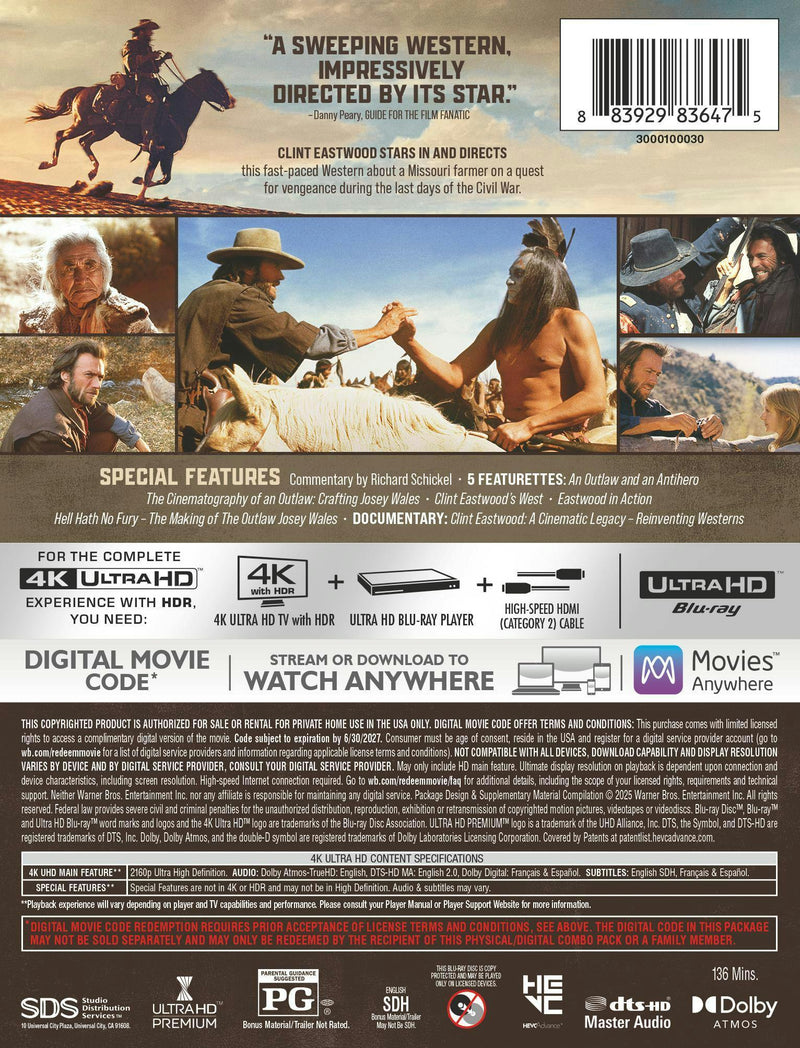 The Outlaw Josey Wales (Limited Edition 4K Steelbook) [UHD]