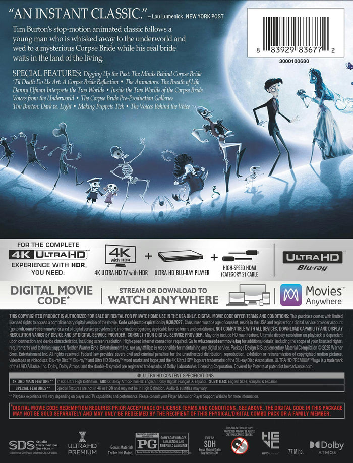Tim Burton's The Corpse Bride (Limited Edition 4K Ultra HD Steelbook + Digital) [UHD]