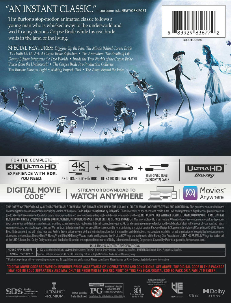 Tim Burton's The Corpse Bride (Limited Edition 4K Ultra HD Steelbook + Digital) [UHD]