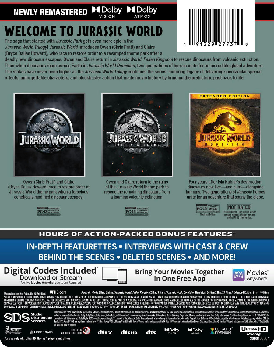 Jurassic World Trilogy (4K Ultra HD Steelbook + Digital) [UHD]