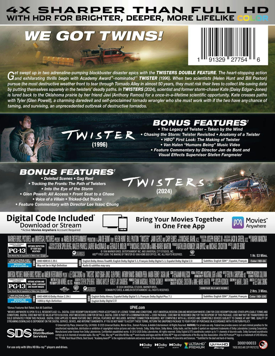 Twisters Double Feature (Limited Edition 4K Ultra HD Steelbook + Digital) [UHD]