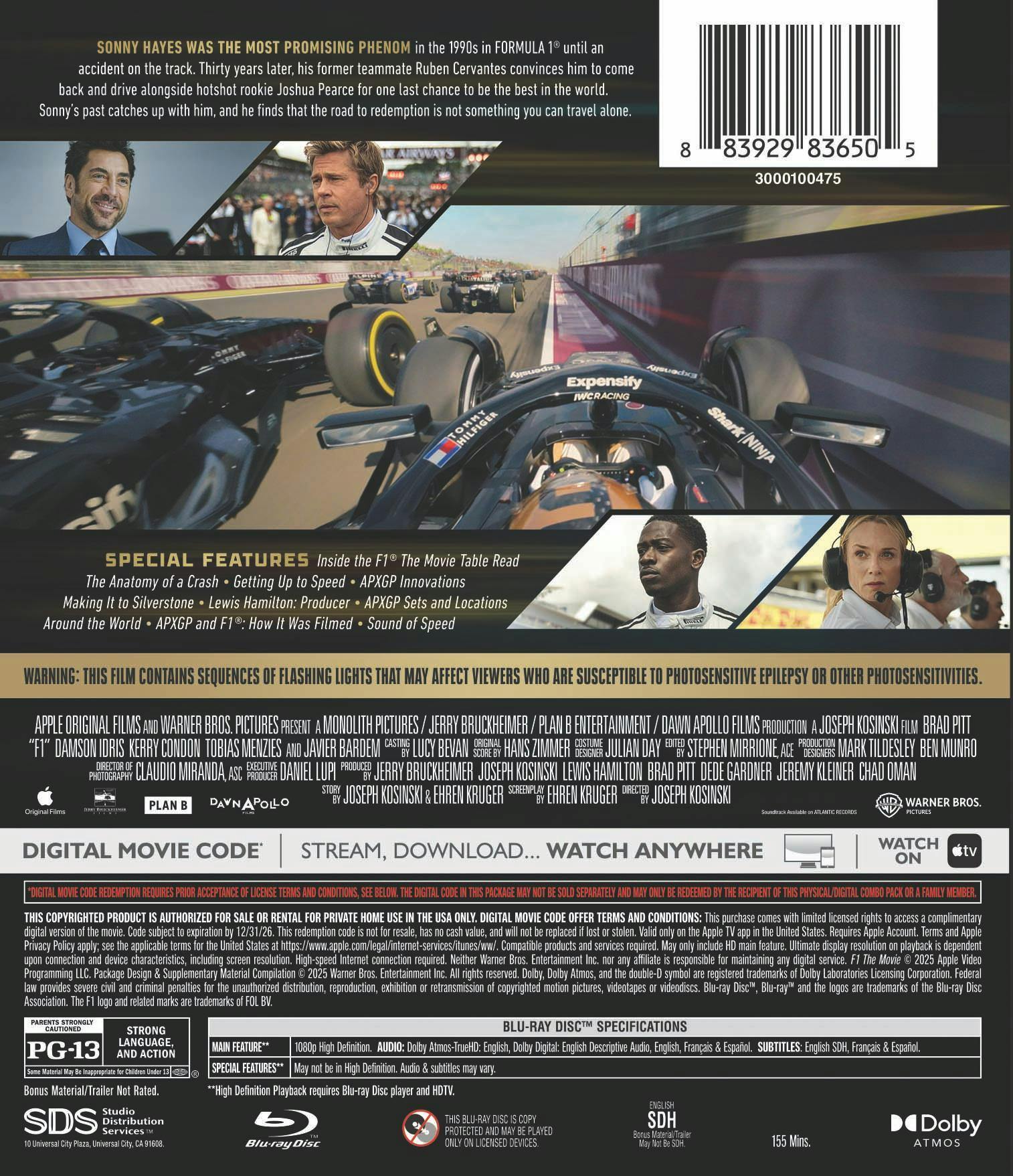 F1® The Movie (Blu-ray + Digital) [Blu-ray] – GRUV Entertainment